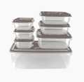 Pack of 7 Thumb Lock Transparent Rectengular Bowl set. 