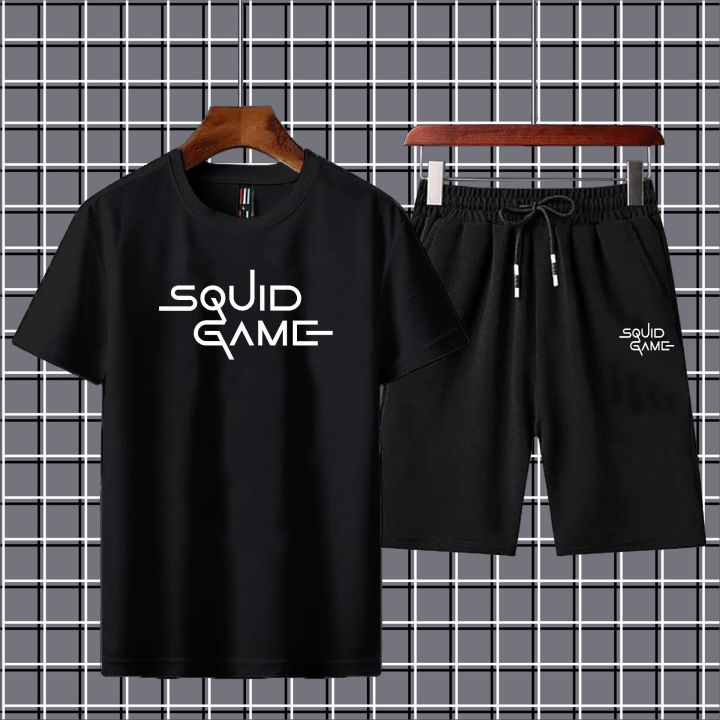 Squid Game printed tshirt_short tracksuit for men-black | Daraz.pk