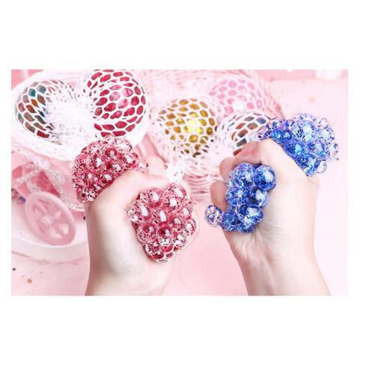 Pack of 4 - Assorted Colors Glitter Mesh Squishy Balls