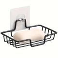 Wall Mounted Rectangle Metal Stand With Hooks for Kitchen Bathroom Storage Rack Organizer Metal Storage Organizer Rack for Shower Caddy, Shampoo Basket No Drilling, Design for Bathroom, Bedroom, Living Room, and Kitchen - Bathroom Rack Stand. 