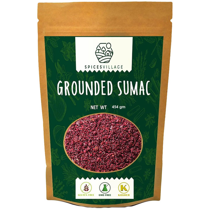 Spices Village Sumac Powder, Staghorn Ground Sumac Spice, Cured Sumac Bran from Sumac Berries, Mediterranean Turkish Dried Sumac, Kosher Certified, Gluten... 454 gm