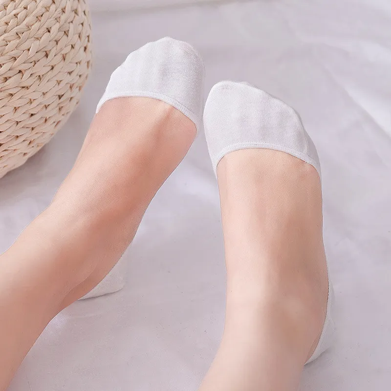 【Super21】-1Pair Fashion Women Invisible Short Ankle Socks/Solid Color  Cotton Non-slip No Show Socks/Ladies Casual Invisible Socks For High Heels