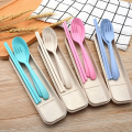 Wheatstraw Natural Plastic BioPlastic Fork Spoon Chopsticks Box Cutlery Set. 
