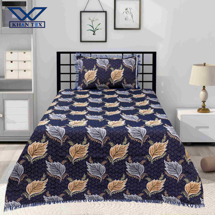 Khan Tex High Quality Multani Gultex Single Bedsheet With One Pillow Cover – In Multicolor And Different Elegant Desings