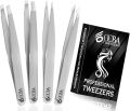 Dexam Eyebrow Tweezers Slanted Stainless Steel Black Facial Hair Removal Tweezer For Men And Women. 