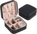 Leather Jewellery Organizer Box with Zipper | Ear Rings & Necklace_Bracelets Holder | Small Jewelry Box Vanity Hanger Stand Velvet. 