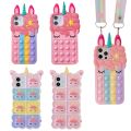 Pop Fidget Toys Bubble Case For iPhone 11 12 13 Pro X Xs Max XR 6 6s 7 8 Plus 5 5s SE mini Cartoon Unicorn Soft Silicone Cover. 