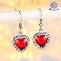 Titanic Blue and Red Heart Earrings For Girls Simple Stylish New Design Korean Crystal Stud Earrings Best Gift for Girls. 