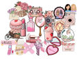 Pink Friendly Girl Stickers - Stickers for Mobile - Stickers for Laptop = Makeup sticker 2 Inch X 3 Inch Each sticker Size - Pack of 21 & Pack of 10. 