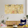 Golden LINES Acrylic Mirror 3D Wall Panels  Art For Living Room, Bedroom and Bathroom - Gifts Art. 