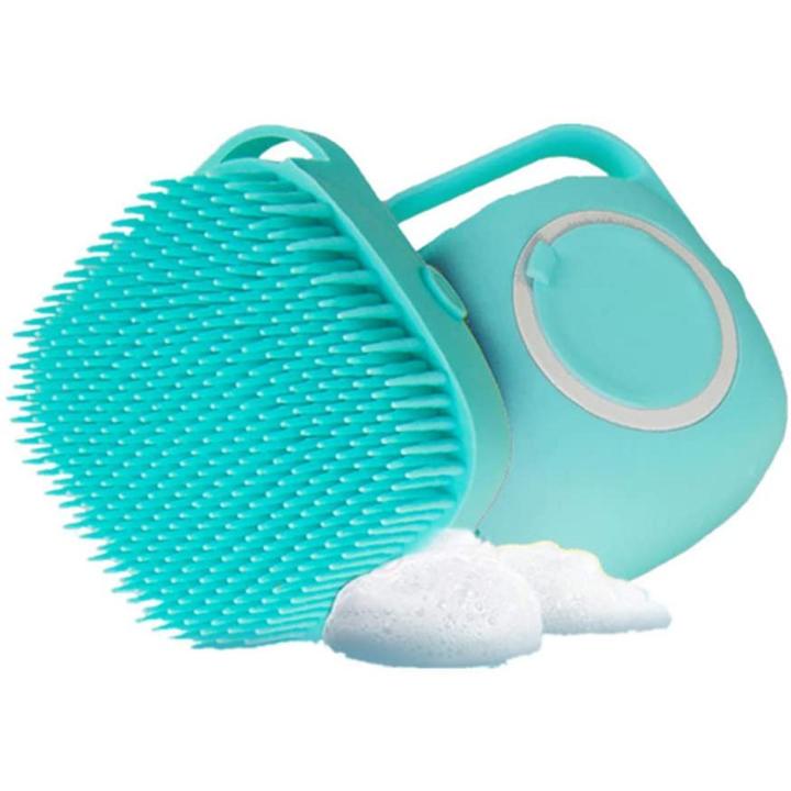 Pet Grooming Brush Bath Brush with Shampoo Container for Dog Cat Bathing Grooming Pet Scrubber Soft Rubber Silicone Massage Brushes Comb Bathing Tool