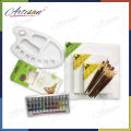 15 Pcs/Set Value Pack For Artist - Canvases, Acrylic Paints, Multi Shape Brushes and 10 Wells Palette. 