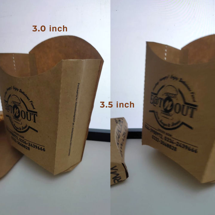 Fries Pouch / Fries Packets / Fries Wrapping customised with your Brand Name in Single Color Printed Pack of 950+Pcs or 1900+Pcs