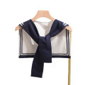 Happy night Korean College Navy Stripe Wool Knit Shoulder Cape Knotted Warm Shawl Summer Air Conditioned Room Protect Neck Woman's Scarf. 