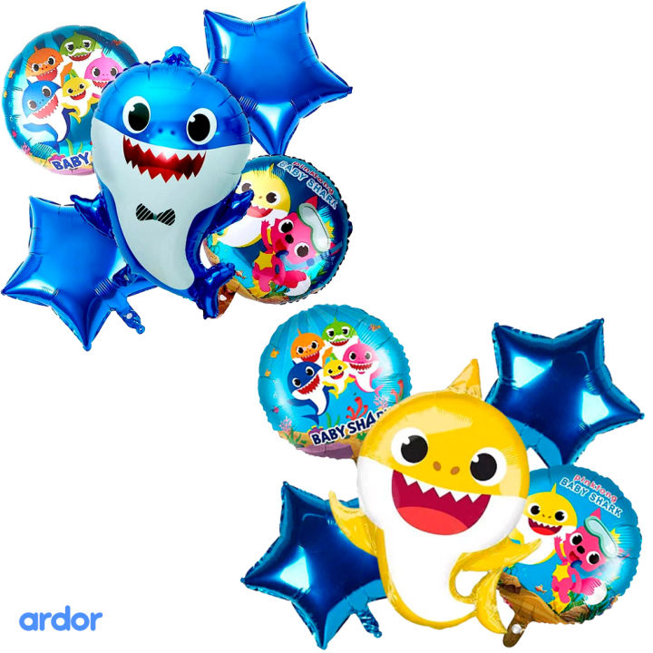 BABY SHARK 5 PCS FOIL BALLOONS SET l BIRTHDAY PARTY DECOR