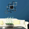 3d Diy Acrylic Wall Clock Modern Design Clock Decoration Living Room Quartz Acrylic Creative Square Mirror Stereo Wooden Wall Clock - Acrylic Wall Clock Golden Black / Silver Black ( mdf black and golden/ Silver acrylic). 