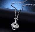 Dazzling Drop imported pandent with chain for girls and teenagers in silver color. 