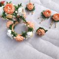 Bridal jewellery set, Bridal jewellery set Mehndi, mayon flower jewelry , Mehndi accessories, Mehndi Jewellery set for girls for Bridal.2 gajras+pair of earrings+1 tikka+1 ring. 