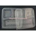 [5 sets / Pack] Plastic Disposable Lunch Box (Tray + Lids), Model: BTB-3CN. 