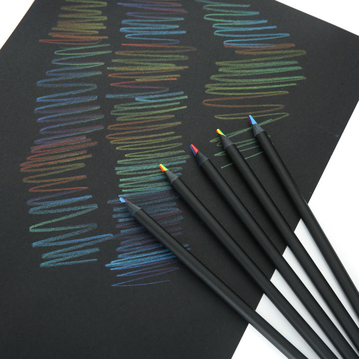 2025 Bitterolis Black wood rainbow pen 7-color same-core colored pencil creative children's gift graffiti painting rainbow pencil printing logo