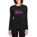 Barbie Printed Black Full Sleeves T-Shirt for Women. 
