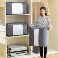 pack off 2 -New Non-woven Portable Clothes Storage Bag Foldable Organization Bags with Large Clear View Window For Pillow Quilt Blanket Bedding. 
