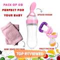 3 pes baby feeding set -Mumlove Baby Bottle Feeding Kit With Teether Pacifier And Dosing Spoon For Infants And Toddlers-Baby Silicone Squeeze Spoon Feeder with Fruit Pacifier. 