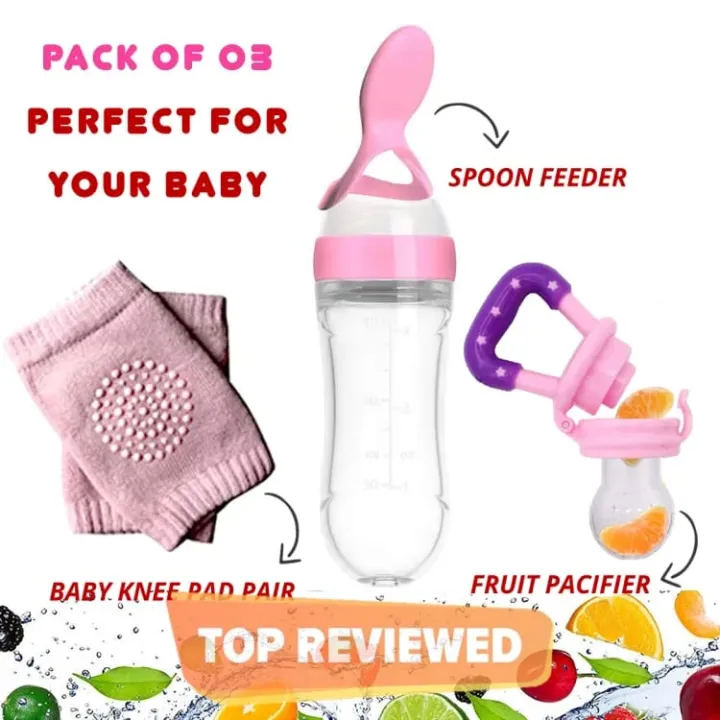 3%20pes%20baby%20feeding%20set%20-Mumlove%20Baby%20Bottle%20Feeding%20Kit%20With%20Teether%20Pacifier%20And%20Dosing%20Spoon%20For%20Infants%20And%20Toddlers-Baby%20Silicone%20Squeeze%20Spoon%20Feeder%20with%20Fruit%20Pacifier%20-%20Image%202