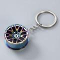 Styling Car Key Ring Zinc Alloy Tire Wheel design Key Chain - Rainbow Colour. 