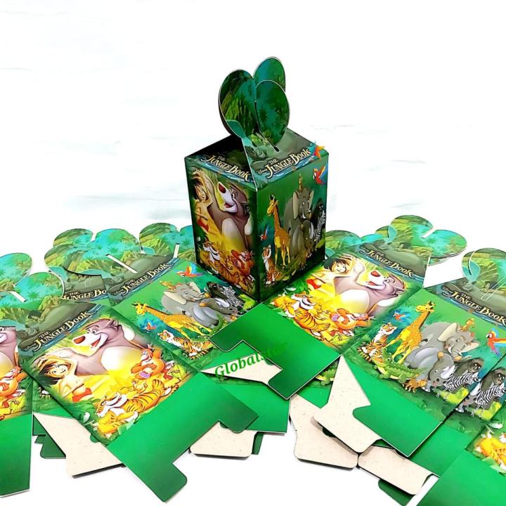 Pack of 10Pcs The Jungle Book Character Goody Boxes for Kids Birthday Party Celebration Candy Box for Gifts
