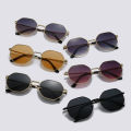 Eldorado Trendy Metal Frame Sunglasses/ Retro Polygon Gradient Mirror Sunscreen Sunglasses. 