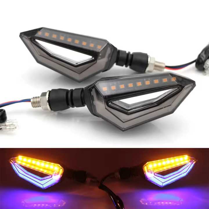 4 pcs Universal Motorcycle bike DRL INDICATOR WITH FLOW LIGHT Lava Style