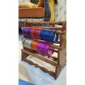 Bangle Bracelet Jewellery Display Stand 6 Bars Wooden Hand Crafted Stained Brown. 