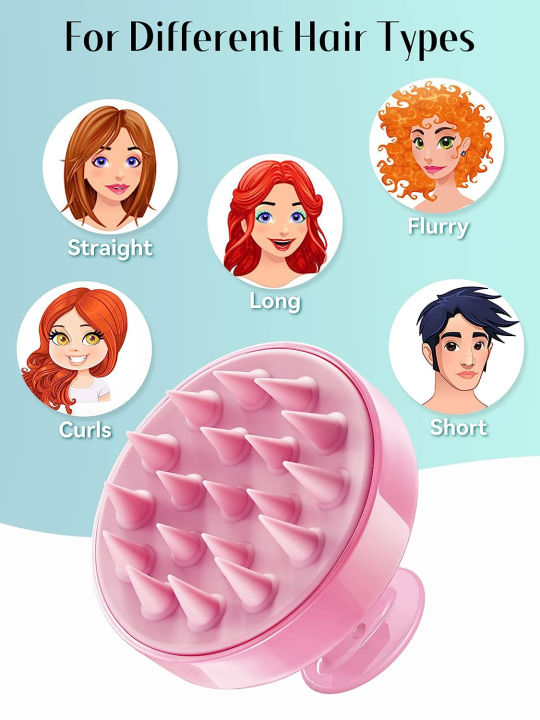 Shampoo Massager Brush Scalp Hair Scrubber with Soft Silicone Bristels For All Type Of Hairs Straight Curly Wet Dry For Men Women Children (Random Colors)