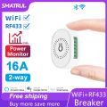 SMATRUL WiFi RF433 Smart Wireless Switch With Power Monitor 16A Light Mini 2 Way Timer Breaker Work for Tuya Google Home Alexa. 