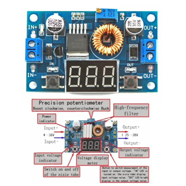 XL4015%205A%20DC%20Step%20Down%20Adjustable%20Power%20Supply%20Buck%20Module%20LED%20with%20Voltmeter%20-%20Image%202