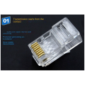 RJ45 Network Cable Modular Plug Ethernet Cable Connector Unshielded 8 Pin 8P8C 6 Types Gigabit Crystal Head Kit for PC Adapter. 