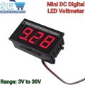 Mini DC Digital LED Voltmeter - 3V-30V Range with Bright Display. 