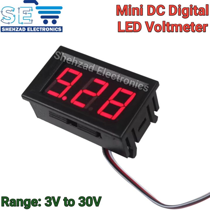 Mini DC Digital LED Voltmeter - 3V-30V Range with Bright Display