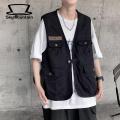 Men Waistcoat with Multiple Pockets Men's Summer Sleeveless Multi-pocket Vest Coat with Zipper Button Closure Casual Streetwear Jacket for Outdoor Activities Unisex Sports Vest. 