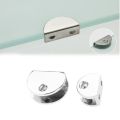 2PCS Bathroom Mirror Glass Clip Stainless Steel Half Round Glass Clamp Advertising Plate Glass Holder Shelf Clamp Bracket With Screws For Cupboard Door. 