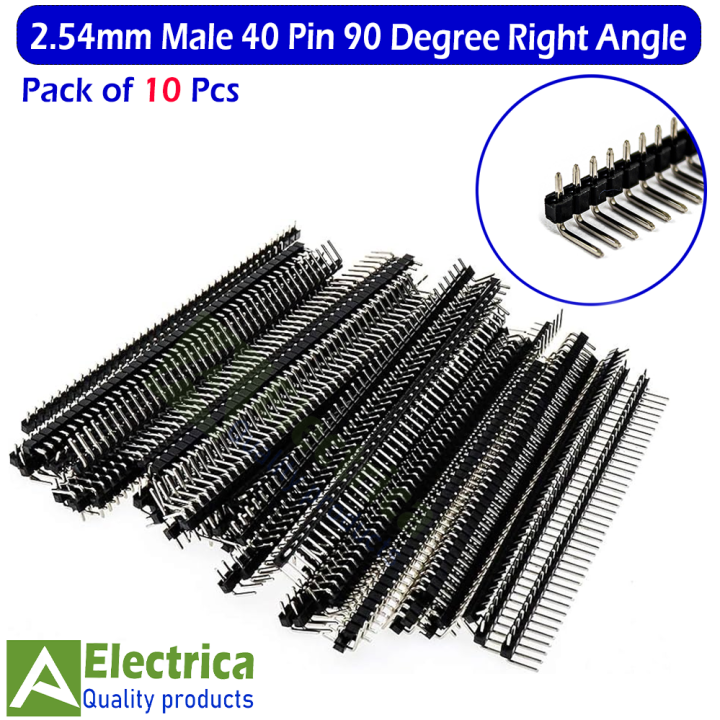 10pcs 40 Pin 2.54mm 90 Degree Male Header Connector  Right Angle 40 Pin Header for PCB Arduino Diy Projects By Electrica