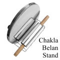 Stainless Steel Chakla Belna With Stainless Steel Stand And Wooden Grip. 