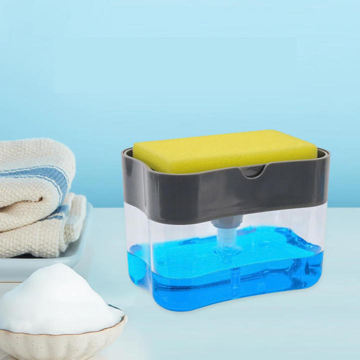 2 In 1 Soap Pump Dispenser & Sponge Holder For Dish Soap And Sponge For Kitchen Sponge Caddy For Dish Soap Bathroom Storage