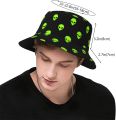 Alien Cool Black Green Print Bucket Hat Fisherman Fishing Sun Cap for Adult Women Men Girl Boy Unisex. 