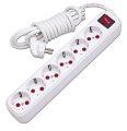 ELBi 6 Earthed Schuko Sockets Extension board with Switch. Made in TURKEY. Electric board. 6 gang. Shuko. Extension box. Accessory.. 