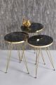 Modern Coffee Table Set Of 3 Pieces For Luxury Living,Premium Quality Nesting Tables Wood With Metal Stand Available With Easy Assembly, Home Decoration Round Stylish Side Table With MDF Top,Trendy Design Nesting Tables Set Of Three Coffee Tea Table. 