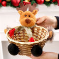 Christmas Candy Wicker Basket Xmas Decor Elk Snowman Santa Claus Fruit Food Storage Baskets Home Decoration новый год 2021 @45. 