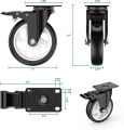5 inch Swivel Caster Wheels,Rubber Base with Safety Brake & Top Plate & Bearing Heavy Duty, Total Capacity 1600lbs (Pack of 4). 