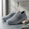 Casual Knit Slip-On Loafers for Men in Black/Black with Textured Details - Comfortable Fashion Sneakers gym running walking. 